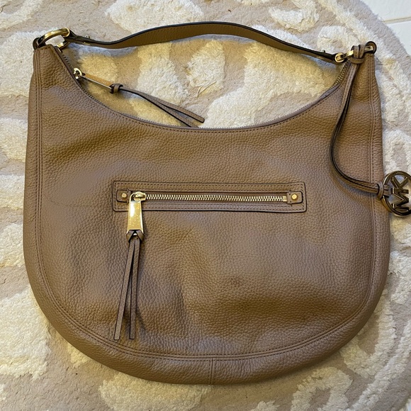 Michael Kors Taupe Leather Satchel Gold Hardware - Picture 8 of 12